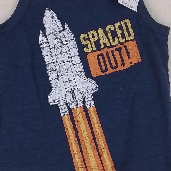Oshkosh Cotton Blend Tank Boy's Size 12mo in Blue w/ Space Theme - Picture 3 of 7